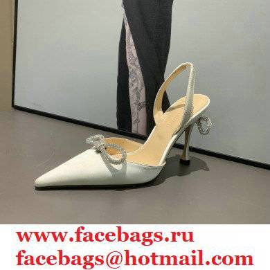 Mach  &  Mach 9cm heel Women's white Satin Double Bow Pumps